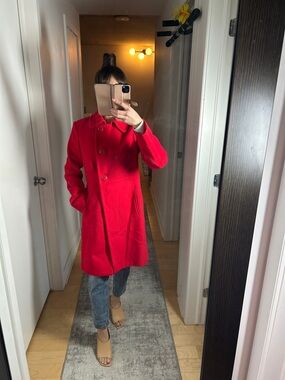 United Colors of Benetton Wool Blend Red Coat – Size M (IT 44) – Knee Length